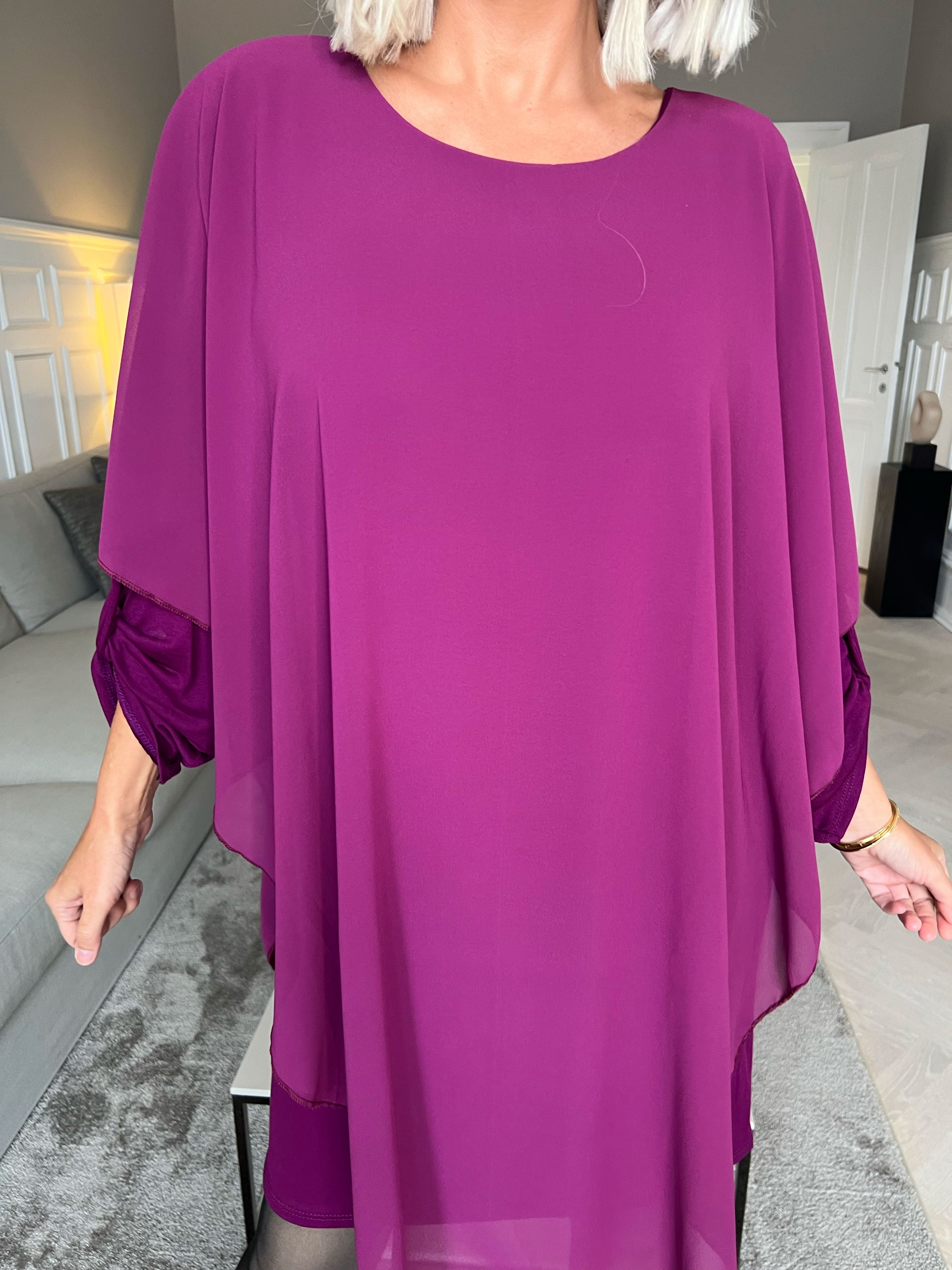 Kenya Long Sleeve - Tunikakjole med chiffonlag